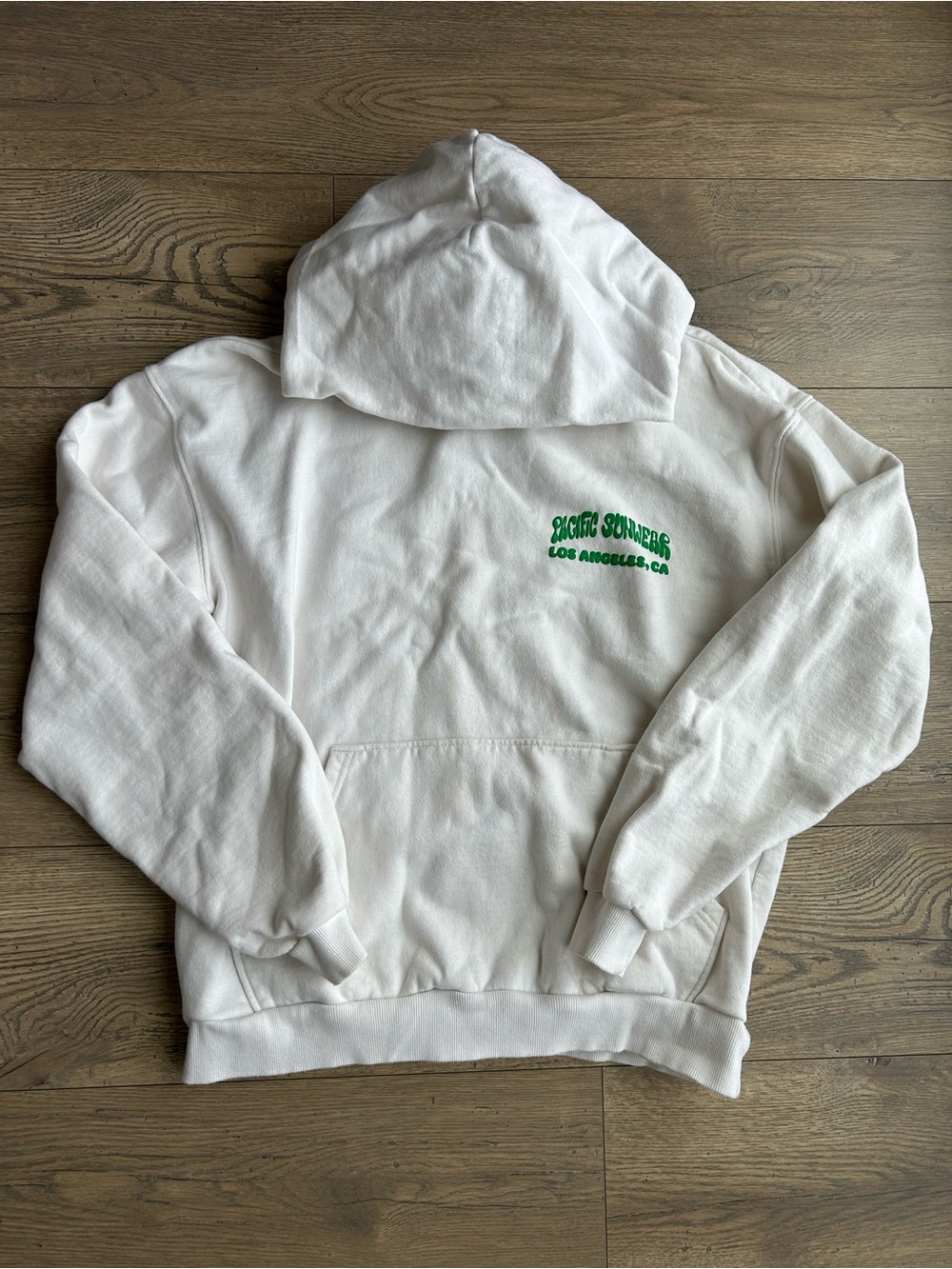 PacSun White Graphic Hoodie with Green Logo